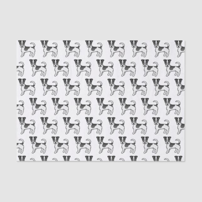 Black & White Rough Coat Jack Russell Terrier Dogs Tissue Paper (Front)