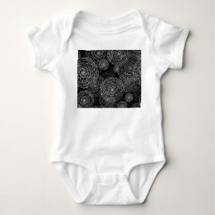 Black White: Round Shapes Seamless. Baby Bodysuit