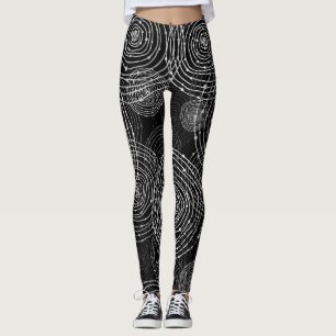 Black White: Round Shapes Seamless. Leggings