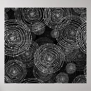 Black White: Round Shapes Seamless. Poster