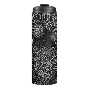 Black White: Round Shapes Seamless. Thermal Tumbler