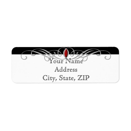 Black White Ruby Accent Anniversary Return Address Return Address Label