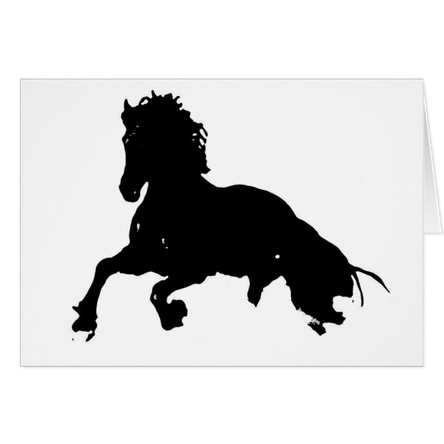 Black White Running Horse Silhouette (Front Horizontal)