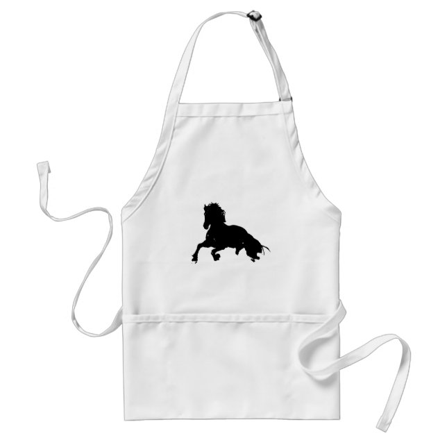 Black White Running Horse Silhouette Standard Apron (Front)