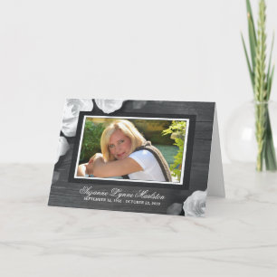 Black White Rustic Roses Photo Sympathy Thank You Card