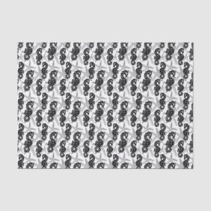 Black White Rustic Starfish and Seahorse Tissue Paper