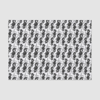 Black White Rustic Starfish and Seahorse Tissue Paper