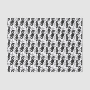Black White Rustic Starfish and Seahorse Tissue Tissue Paper