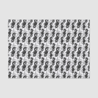 Black White Rustic Starfish and Seahorse Tissue Tissue Paper