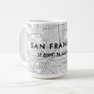 Black & White San Francisco Map Custom Coordinates Coffee Mug