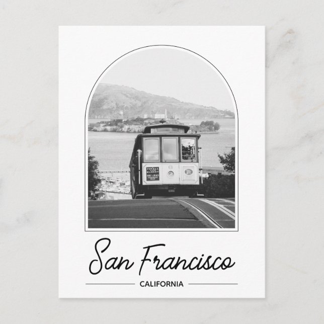 Black & White San Francisco Trolley Postcard (Front)