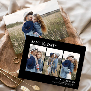 Black White Save the Date 4 Photo Simple