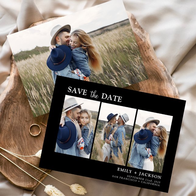 Black White Save the Date 4 Photo Simple (Creator Uploaded)