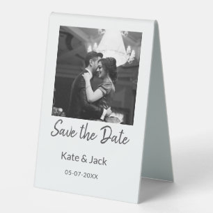 BLACK WHITE save the date add QR name date orange