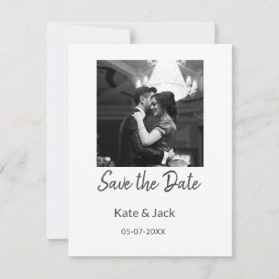 BLACK WHITE save the date add QR name date orange Card