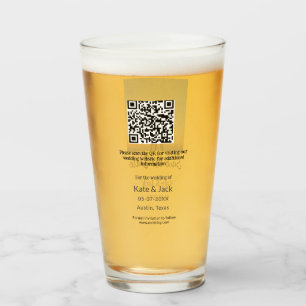 BLACK WHITE save the date add QR name date orange Glass