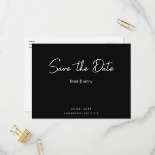 Black & White Save the Date Invitation Postcard