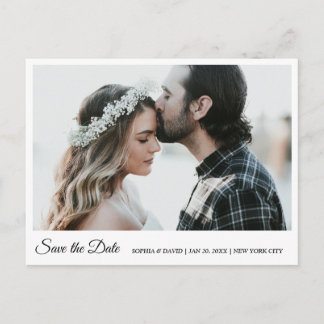 Black & White Save The Date Photo Postcard