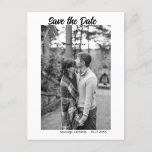 black white save the date QR add website name phot Postcard