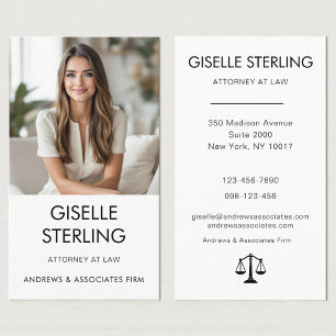 Black White Scales of Justice Lawyer Photo Business Card
