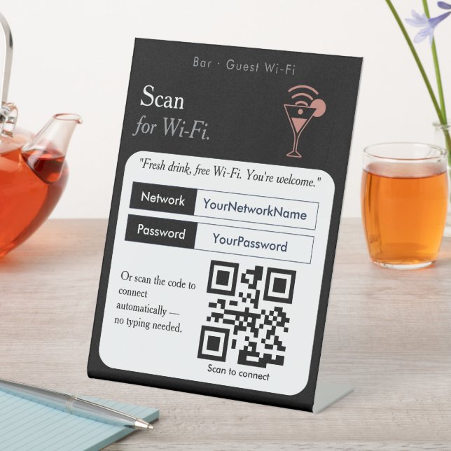 Black & White Scan for Wi‑Fi QR Code Sign | Wi‑Fi  (In SItu)