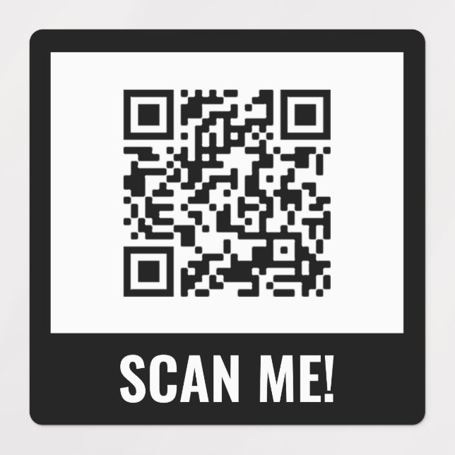 Black White Scan Me! QR Code Labels (Design 1)