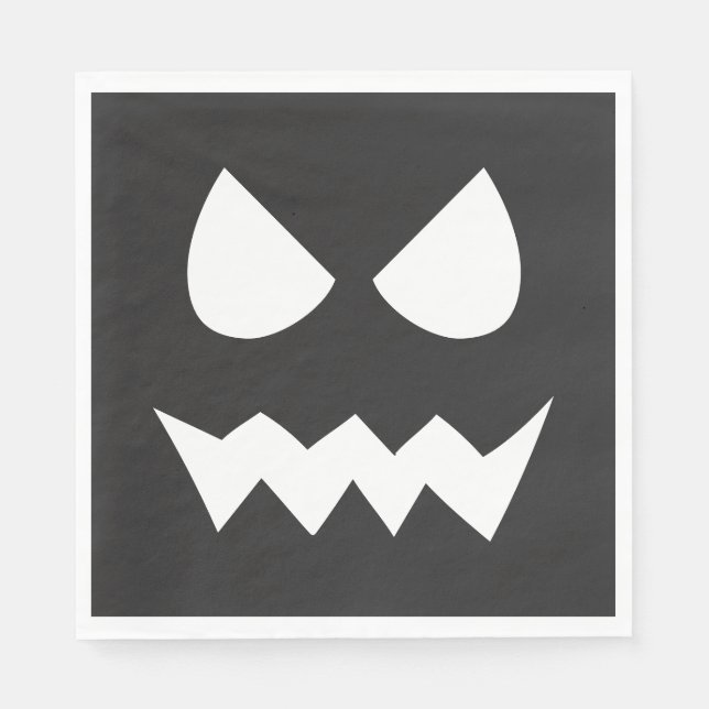 Black & White Scary Halloween Ghost Face  Napkin (Front)