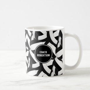 black white school colours volleyball coach gift coffee mug