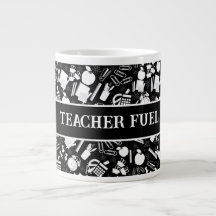 Black White school Supplies Pattern TeacherStudent