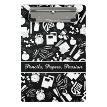 Black White school Supplies Pattern TeacherStudent