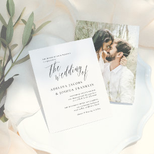 Black White Script Budget Engagement Photo Wedding