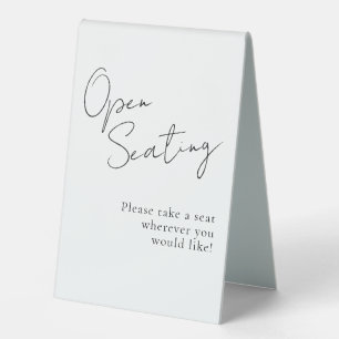Black White Script Elegant Wedding Open Seating 