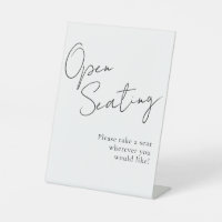 Black White Script Elegant Wedding Open Seating 