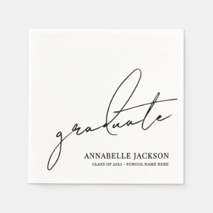 Black White Script Graduation Napkin