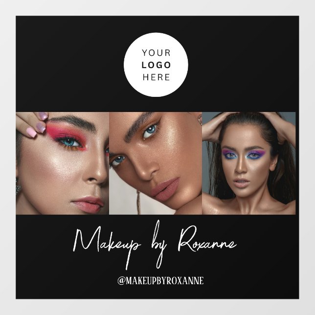 Black White Script Logo Photo Makeup Studio  (Sheet)