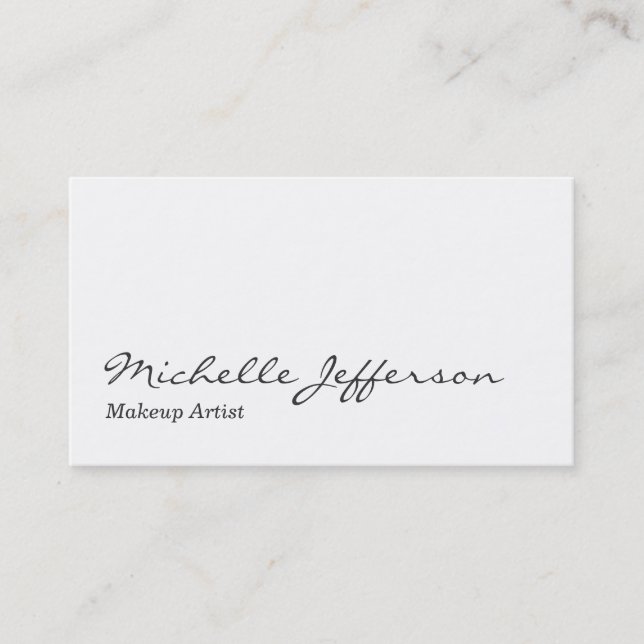 Black & White Script Makeup Artist Business Card (Front)