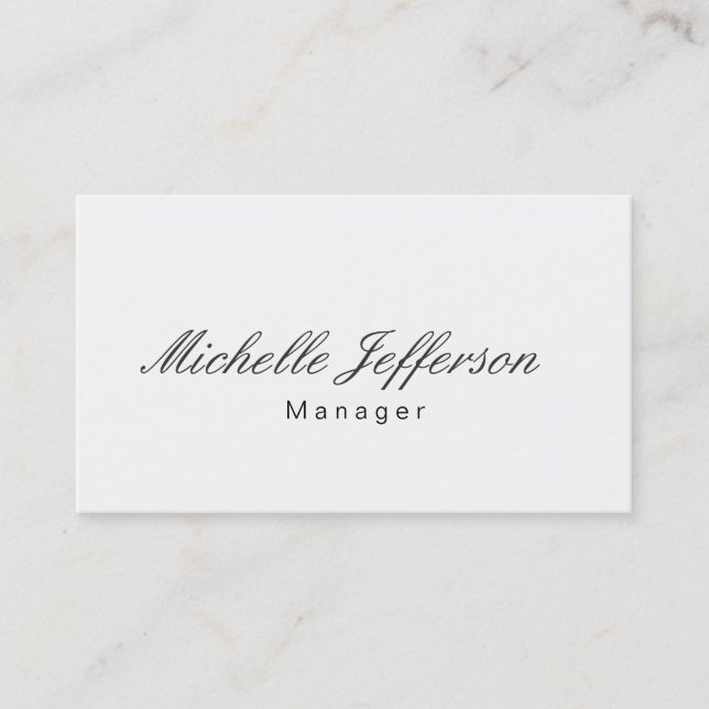 Black White Script Manager Business Card (Front)