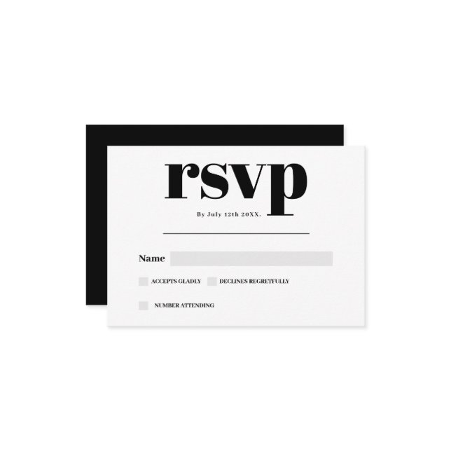Black white script modern bold rsvp wedding (Front/Back In Situ)