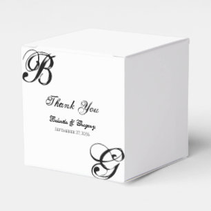 Black & White Script Monogram Wedding Favour Box