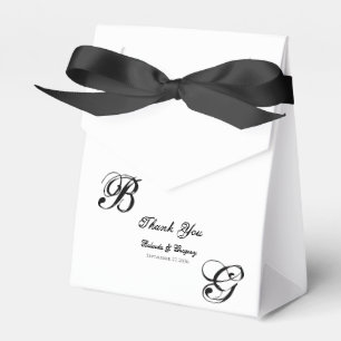 Black & White Script Monogram Wedding Favour Box