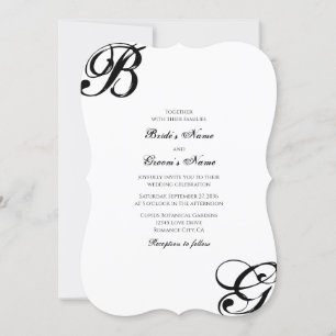 Black & White Script Monogram Wedding Invitation