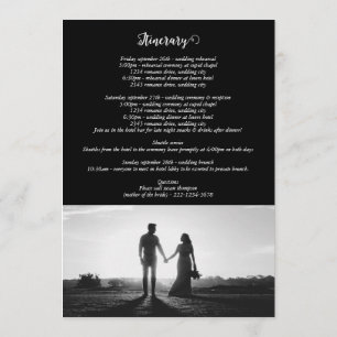 Black & White Script Photo Wedding Itinerary Program