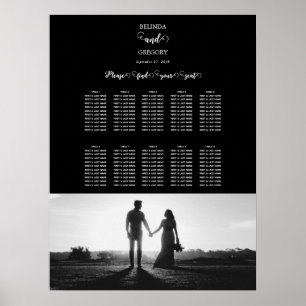 Black & White Script Photo Wedding Seating Chart