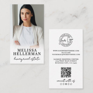 Black White Script Real Estate Photo Business Card