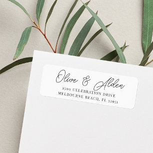 Black & White Script Wedding Return Address Label