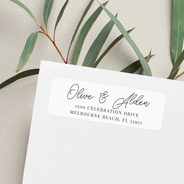 Black & White Script Wedding Return Address Label (Creator Uploaded)