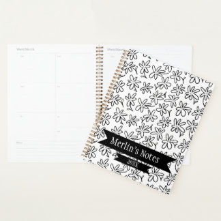 Black & White Seamless Floral Year Planner