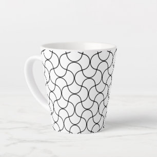 Black White Seamless Geometric Mesh Pattern Latte Mug