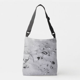 Black & White Seashells in the Sand Crossbody Bag