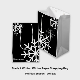 Black & White Seasonal Motto Company Logo Name Medium Gift Bag